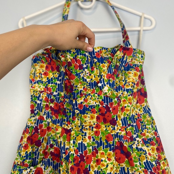 Girls From Savoy Floral Halter Dress Sz 8 Garden Party Retro Style Summer Cockta - Picture 7 of 14